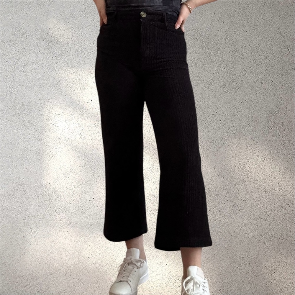 Double Zero Soft Corduroy Black Ankle Pants